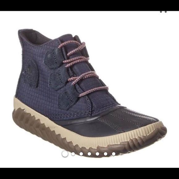 SOREL OUT N ABOUT Leather Rain Boot Navy Size: 7 - Picture 3 of 10